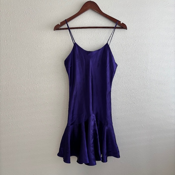 Victoria's Secret Other - Victoria's Secret Vintage Gold Label Purple Polyester Slip Dress with Ruffles